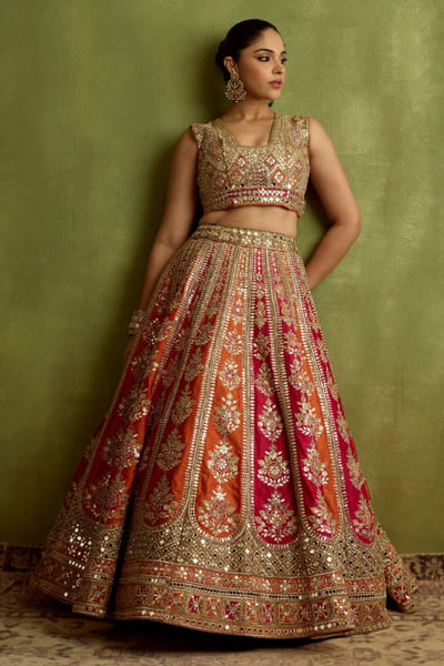 Bronze patchwork lehenga set