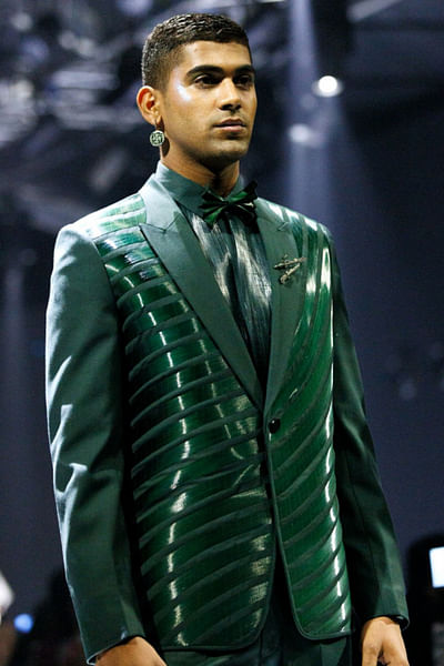 Emerald green metal tuxedo set
