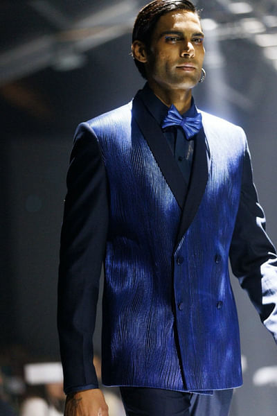 Blue metallic tuxedo set