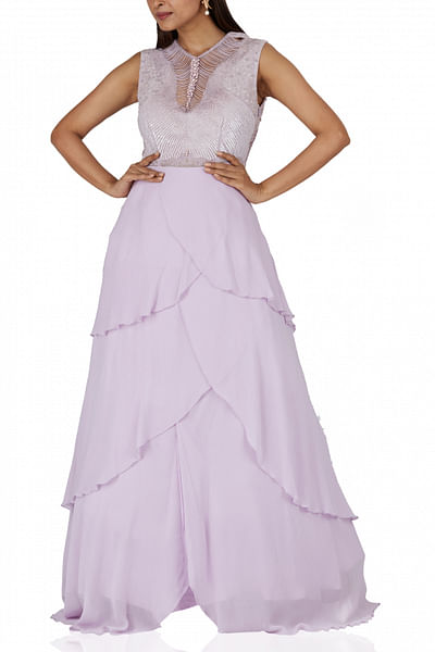 Lilac layerd embellished gown