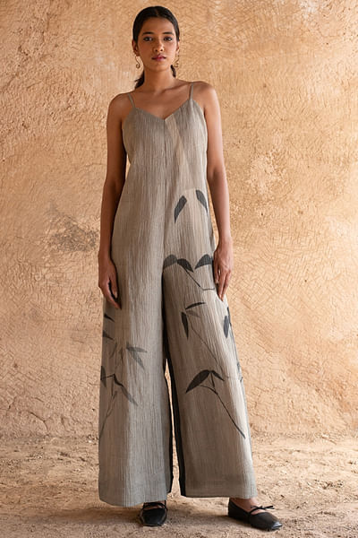Light grey abstract printed jumpsuit
