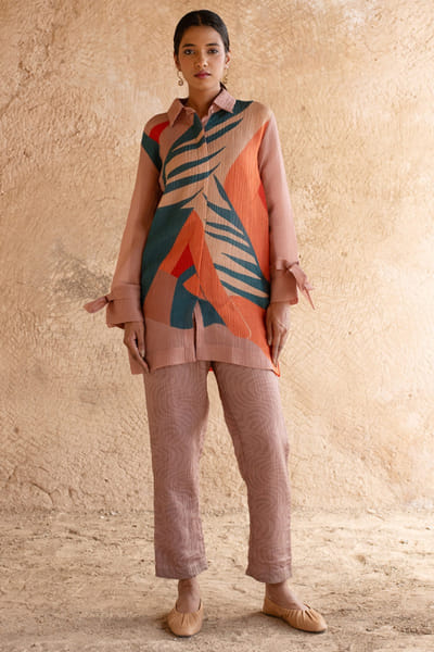 Light brown abstract printed co-ords