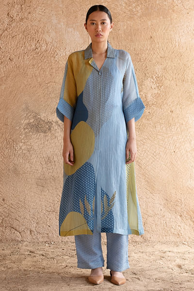 Blue printed kurta set