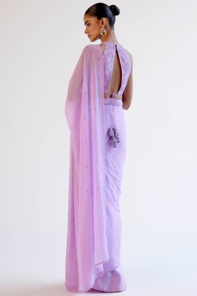 Devnaagri Lilac mukaish work sari set DEVAPR25D123438