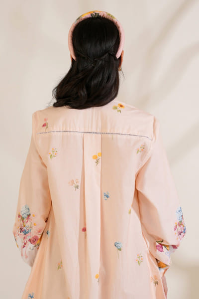 Moh India Nude peach floral printed kurta set MOHIJUN26D148120