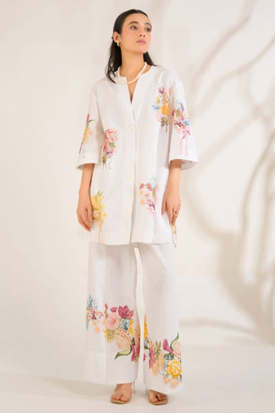 Moh India White printed kurta set MOHIJUN26D148130