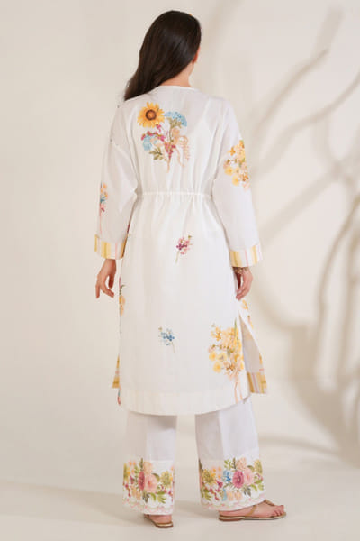 Moh India White floral print overlay co-ord set MOHIJUN26D148129