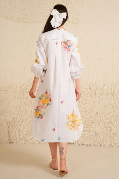 Moh India White floral printed shirt dress MOHIJUN26D148119