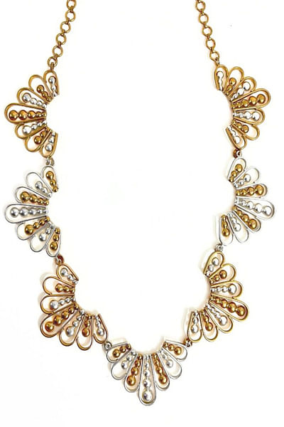 Gold and silver scallop necklace