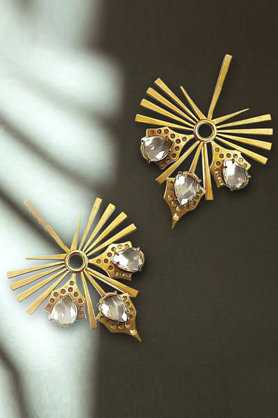 Gold crystal halo earrings