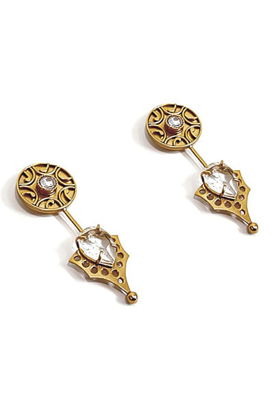 Gold and white plated crystal earrings