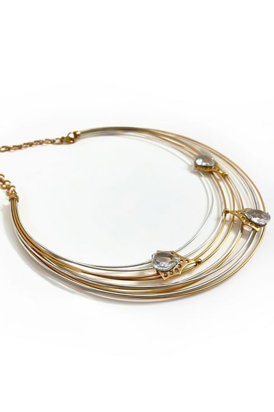 Gold and silver crystal spiral choker