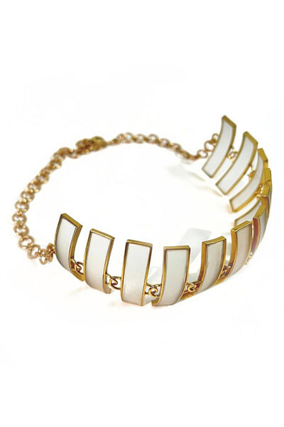 Gold and white opaque acrylic choker