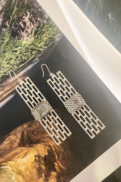 Silver embellished statement earrings