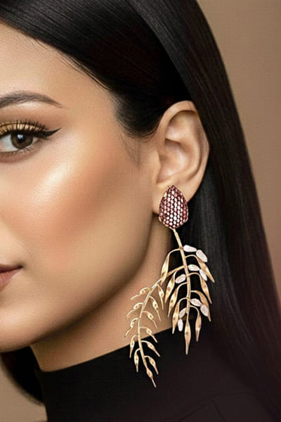 Gold leaf embellished statement earrings