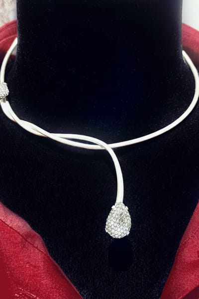 Silver embellished statement choker