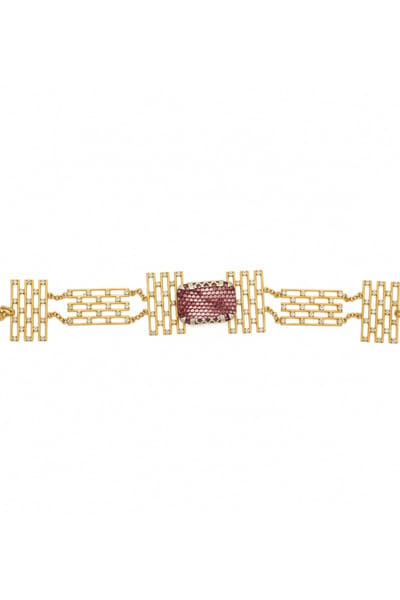 Gold crystal embellished link choker necklace