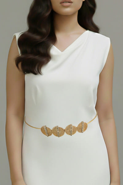 Gold disc and stone embellished belt