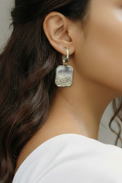 Gold filigree and acrylic dangler earrings