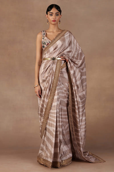 Soft pink printed sari set
