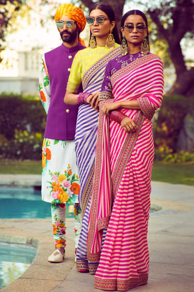 Sabyasachi Pink leheriya chiffon sari SACINA24