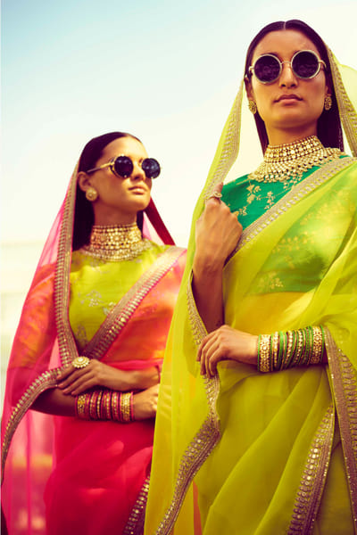 Sabyasachi Pink organza sari SACINA28