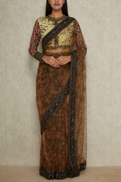 Sabyasachi Printed tulle sari SACINA32