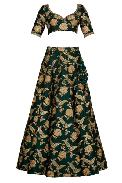 Sabyasachi Dark green lehenga set SACINAL02