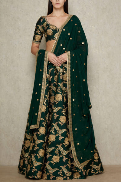 Sabyasachi Dark green lehenga set SACINAL02