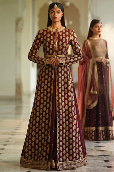 Sabyasachi Coffee jacket lehenga set SACINAL12
