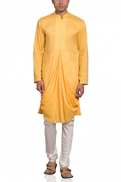 Yellow draped kurta