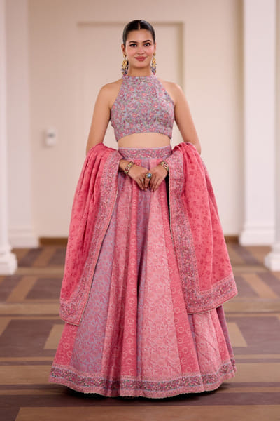 Safaa Multicolour woven floral motif lehenga set SAFAAUG26D151345