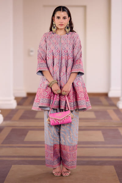 Safaa Multicoloured patterned kurta set SAFAAUG26D151346