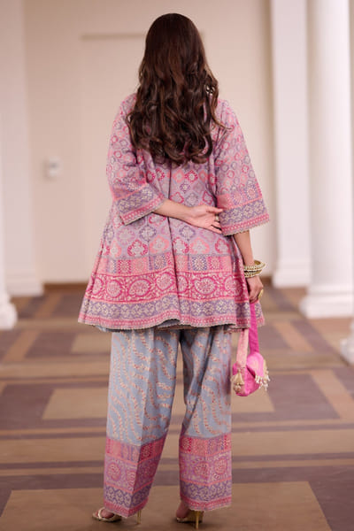 Safaa Multicoloured patterned kurta set SAFAAUG26D151346