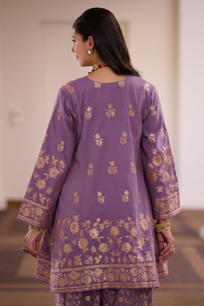 Safaa Lavender floral zari woven kurta set SAFAAUG26D151342