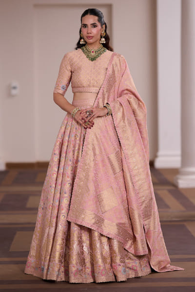 Safaa Blush pink meenakari lehenga set SAFAAUG26D151355