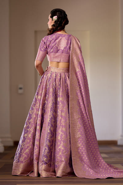 Safaa Lilac floral zari gota embroidered lehenga set SAFAAUG26D151333