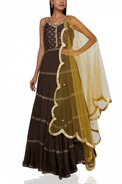 Brown anarkali gown