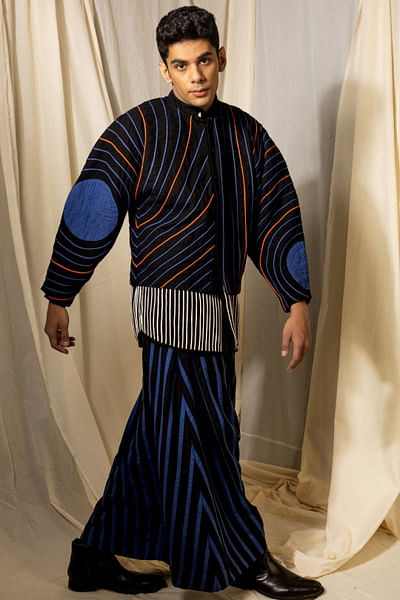 Multicolour chord and applique jacket