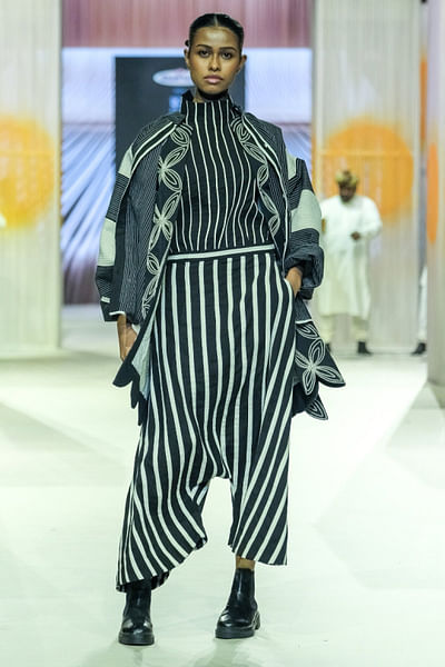 Black and white applique embroidered jacket