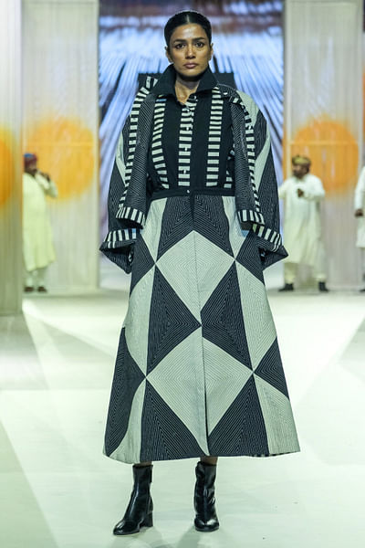Black and white applique shirt