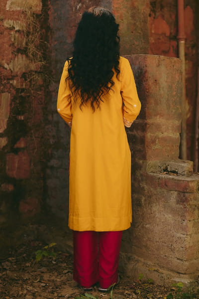 Rashika Mittal Yellow floral zardozi embroidered kurta set RASHJUN26D146590