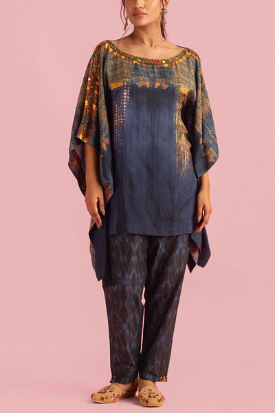 Blue embellished kaftan