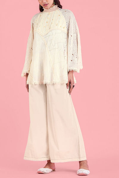 Off white schiffli top