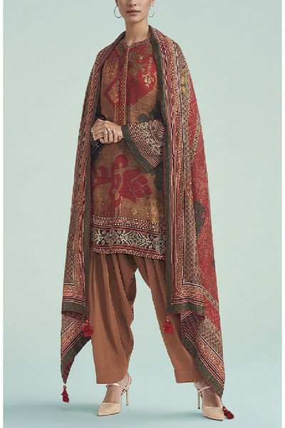 Brown printed kurta set