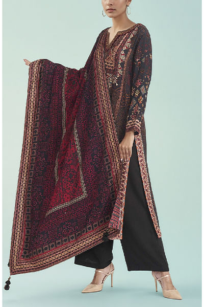 Black printed kurta set