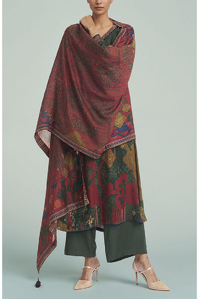Green printed kurta set