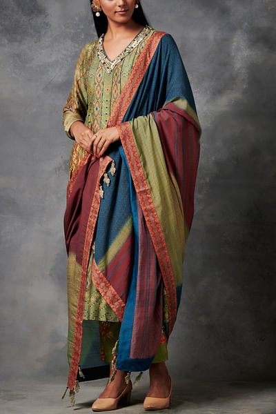 Olive green anarkali set