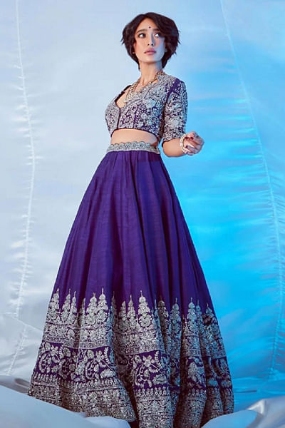 Purple embroidered lehenga set
