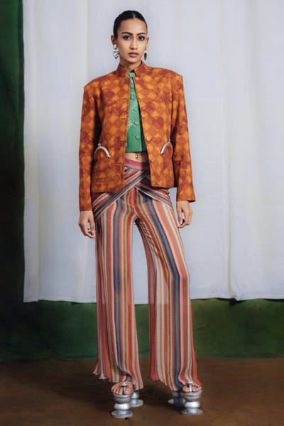 Amber printed bandhgala jacket